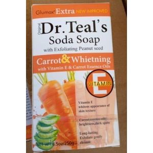 Dr Teal'S  New improved Soda soap with Exfoliating Peanut seeds Carrot &Whietning  with Vitamin E & carrot essence oils -250g 