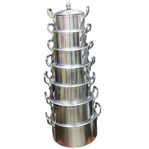 7pcs alminium cookware dishes-Silver