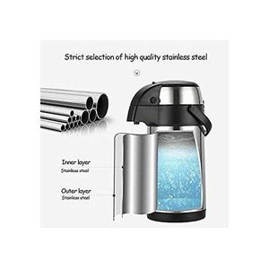 Daydays 3.5L Thermal Flask Stainless Steel, Pump Action Vacuum Insulated With Safety Lock & Handle, Coffee Tea Jug For Home, Office, Camping- Silver.