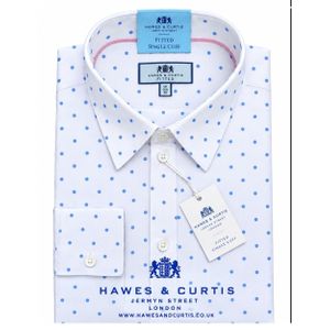 Hawes & Curtis Women's Fitted Shirt – Colour: White With Blue Dots 