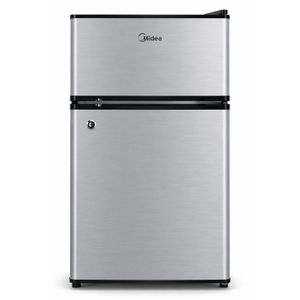 Midea 134L Gross 87L Net Double Door Bar Compact Refrigerator  -Silver