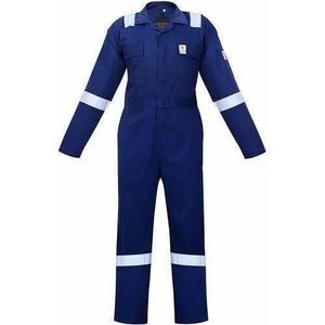 Safety Protective Unisex Workwear Overall With Reflector Lines - Blue