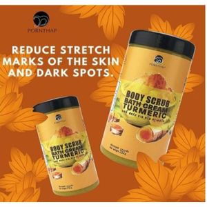 Porntharp Organic Body Scrub Bath Cream Turmeric Nourish & keep the skin Youthful-550g 