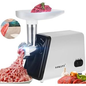 Powerful Electric Meat Grinder For Making Sausages And Mincing Meat -Silver/Black/White