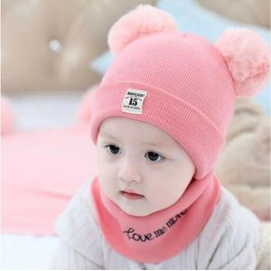 2 In 1 Unisex Newborn Baby 1 Knitted Hat Baby Cap Baby Hat And 1 Matching Scarf Set - Pink