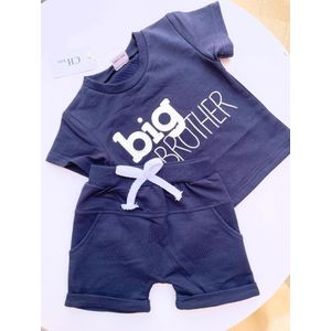 Alo Chora Kids Boys "Big Brother" 2-Piece Short Set – Navy Blue T-Shirt & Matching Shorts