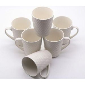 Pieces Set Of Ceramic Cups With Awesome Design - White