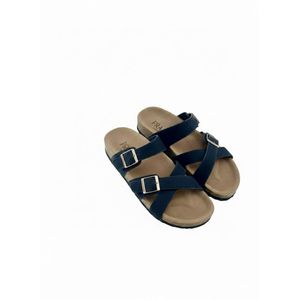 Women’s Cross-Strap Sandals with Double Buckles- Black 