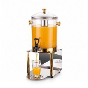 Commercial Single Beverage Dispenser with Stainless Steel Stand & Gold Accents – Clear Catering Juice Dispenser with Ice Core
