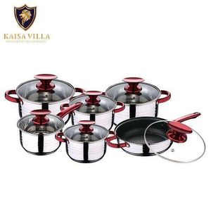Kaisa Villa 12 Pieces Heavy Stainless Steel Saucepans Cookware Pots, Silver.