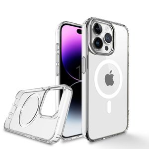 Universal Luxury MagSafe Transparent Phone Case For IPhone 14 14 Pro 14 Pro Max Soft Silicone Shockproof Bumper Cover Black