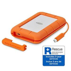 Lacie Rugged Thunderbolt USB-C 5TB External Hard Drive Portable HDD – USB 3.0 Compatible, Drop Shock Dust Water Resistant, 1 Mo Adobe CC (STFS5000800) -Orange