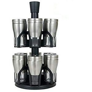 12 Jar Revolving Countertop Spice Rack Organizer - Black.