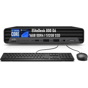 HP EliteDesk 800 G6 Mini PC Desktop Computer PC, Six-Core i5-10500T, 16GB DDR4 RAM, 256GB SSD, Keyboard & Mouse, WiFi, Bluetooth, 4K Support, Windows 11 Pro (Renewed)