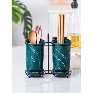 Chopstick Kitchen Rack Ceramic Spoon Cutlery Utensil Holder Tube Basket Drain Rack Kitchen Utensils Spoons Box Mouldproof Kitchen Storage