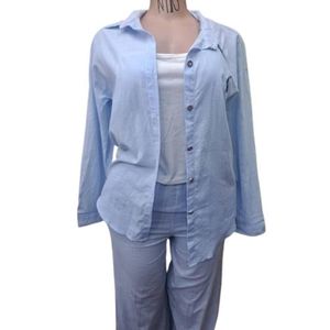 Elegant Relaxed Two-Piece Outfit – Light Blue