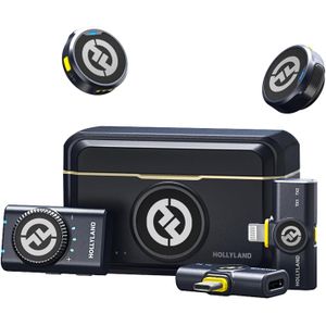 Hollyland LARK M2 Wireless Microphone for iPhone, Android and Camera, 48KHz 24Bit Hi-Fi Audio, 1000ft LOS Range, Noise Cancellation, 40H Duration for Vlogging, YouTube, Streaming