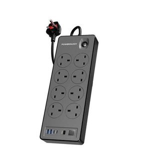 Powerology Professional Multi-Outlet Power Strip with USB Charging Hub and Timer