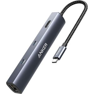 Anker 6-in-1 USB C Hub with Ethernet, USB C to 4K HDMI Multiport Adapter, 1Gbps Ethernet, 65W Power Delivery
