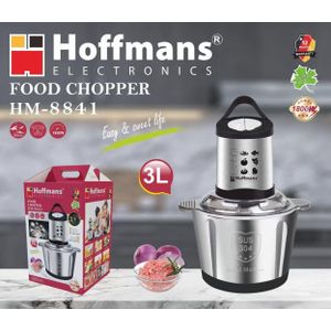 Hoffmans Food Chopper – Stainless Steel Multi-Purpose Processor, 3L - Silver