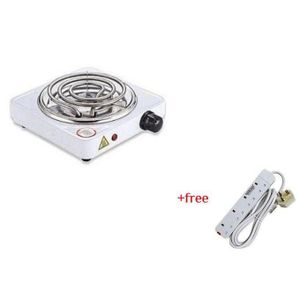 Single Coil Electric Hotplate 1000W Plus A Free 4 Way Extension- Black, White