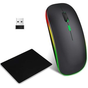 Rechargable Wireless Mouse With Free Mouse pad, 2.4GHz, Bluetooth 5.1 Rechargeable, 800-1200-1600 DPI Adjustable Optical Tracking, Slim Mouse with Mouse Pad for Laptop, PC, Mac, Android - Black