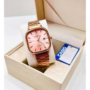 Casio Top Best Vintage Enticer Wrist Watch With Gift Box- Rose Gold