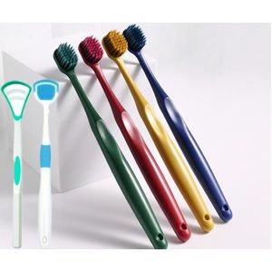 6 Pcs Adult Toothbrush Set +Tongue Cleaner Oral Cleaning