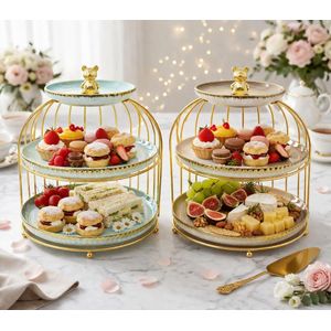 1Pc 2 Tier Decorative Dessert Stand - Multicolor 