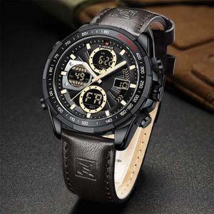 Naviforce Luxury Digital And Analog Mens Water Proof Watch - Brown