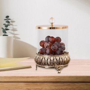 23*17CM Fityle Glass Candy Jar with Lid Sugar Bowl Holder Decoration Condiment Pot Candy Serving Tank Biscuit Container for Kitchen Countertop Dining Table  Display Organization for Vanity Holiday Bathroom Dorm Bottle- Brown