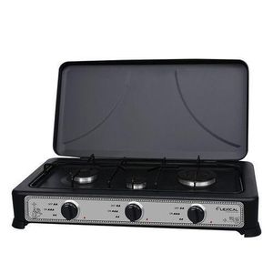 3 Burner Gas Cooker Stove With Lid -Black. .