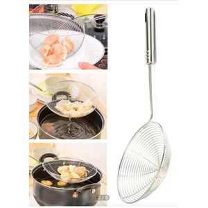 Kitchen Strainer Stainless Steel Long Handle Fried Food Strainer Filter Scoop Wide Slot