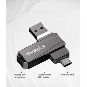 Lenovo Thinkplus Original 2-in-1 Dual-port 256 GB USB 3.2 Type C Flash Drive OTG Type-C Disk Rotatable Metal USB Flash Disk Stick
