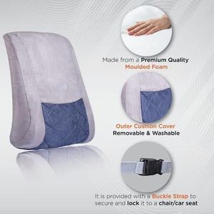 Genuine Backrest Office Waist Pad/ Office Chair & Car Back Support - Lumbar Cushion For Office Chair, Car & Sofa - Black, Grey