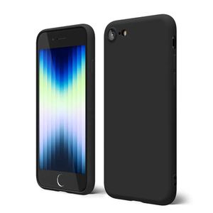 iPhone 7/8, Minimalist Ultra Thin Slim Soft Rubber Gel Solid Color Matte TPU Cute Case for Women Men, Girly Aesthetic Design & Camera Cover, Black