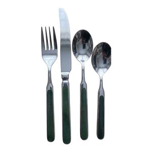 20 pcs Emerald Green & Stainless Steel Cutlery Set – Modern Luxury Flatware Collection