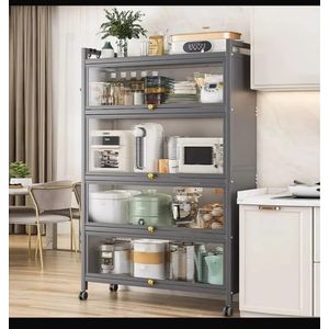 5 Tier Kitchen Cupboard Wardrobe Storage Cabinet Organizer - Multicolor