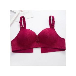 Ladies Fashion Pink Lace Thin Strap Steel Rim Padless Bra And