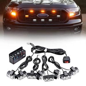 Universal 8-in-1 LED Car Strobe Warning Light Kit - 32 LED Emergency Grille Flashing Lights for Security & VIP Escorts