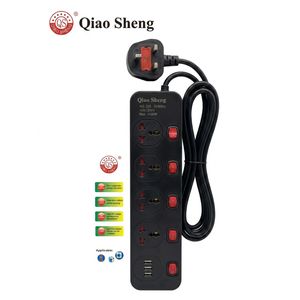 Qiao Sheng 4-Way Extension Socket with 3 USB Ports & Individual Switches