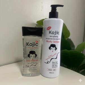 KOJIC Skin Lightening Natural Skin Care Treatment Set (Glow Body Oil & Body Lotion)