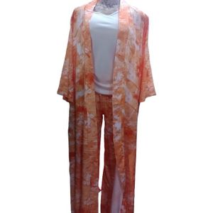 LADIES' CASUAL 3 PIECE ATTIRE -ORANGE/MULTI COLOR 