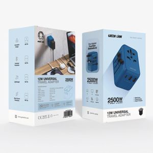 Green Lion 12W Universal Travel Adapter Blue 