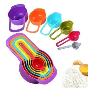 2Pcs Plastic Adjustable Measuring Cups and Spoons Set Multi