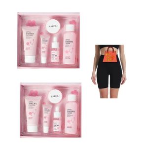 Laikou Buy 2pcs Of 5Pcs/Skin Care Kit with Cleanser, Toner, Serum, Eye Cream, Face Cream _ Pink & Ladies Biker Panty _ Black