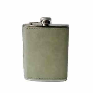 9 Oz Stainless Steel Leather Whisky Hip Flask, Pocket Bottle Storage Grey