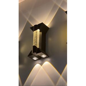 Modern LED Crystal Wall Light – Luxury Indoor/Outdoor Waterproof Wall Sconce – Warm White Decorative Up & Down Lamp – Black