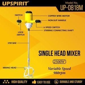 2500W handheld electric single-head mixer designed for blending paint, cement, mortar, and plaster. 