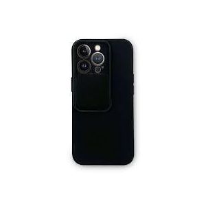 Iphone 15 Pro Max CamShield Silky Liquid Silicone Case with Camera Cover, Slide Lens Protection - Black